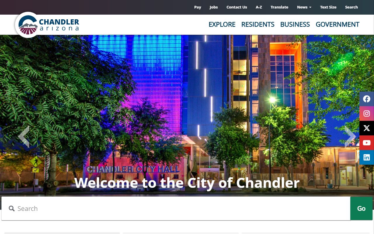 City of Chandler government website homepage