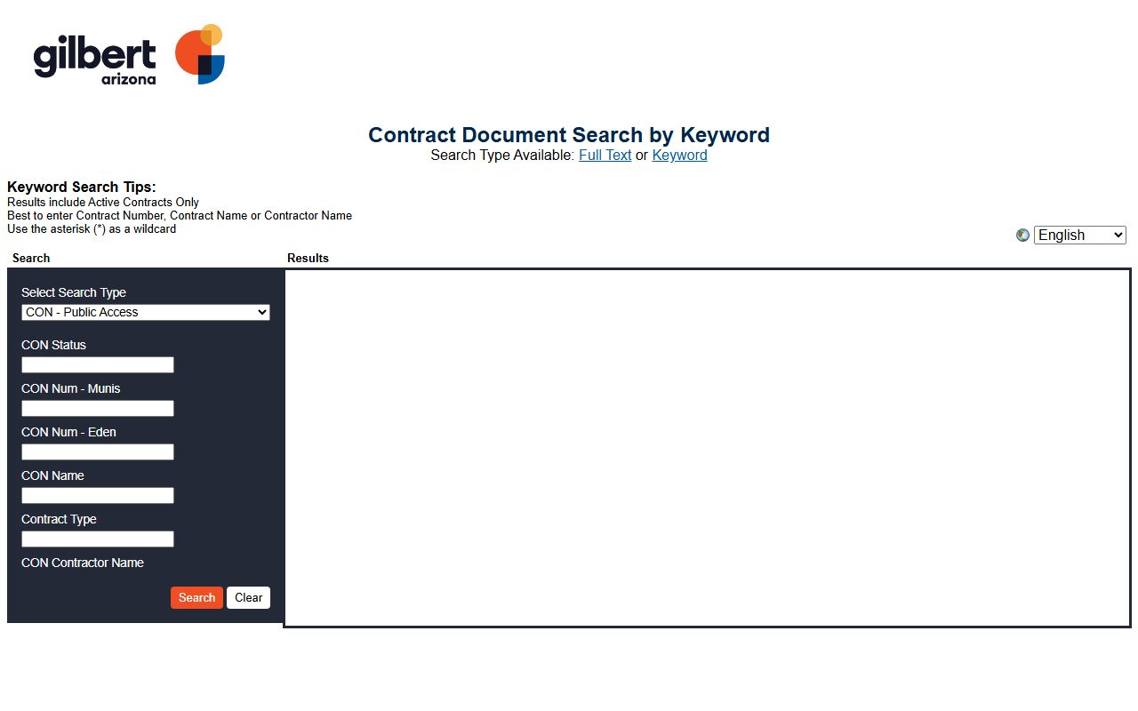 Gilbert active contracts search database