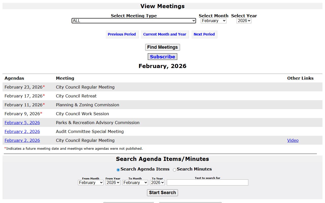 Goodyear council agendas and minutes