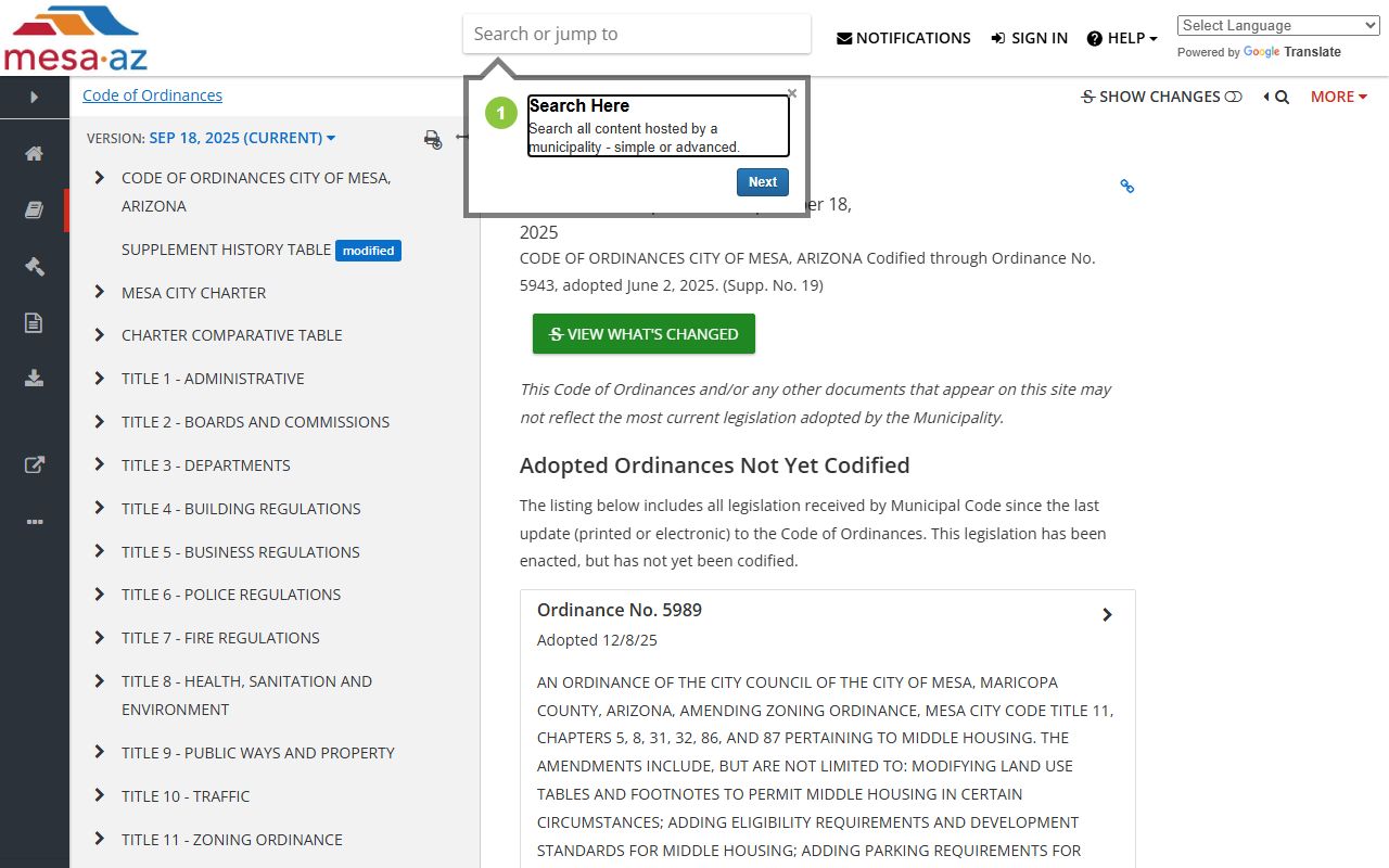 Mesa City Code on Municode library