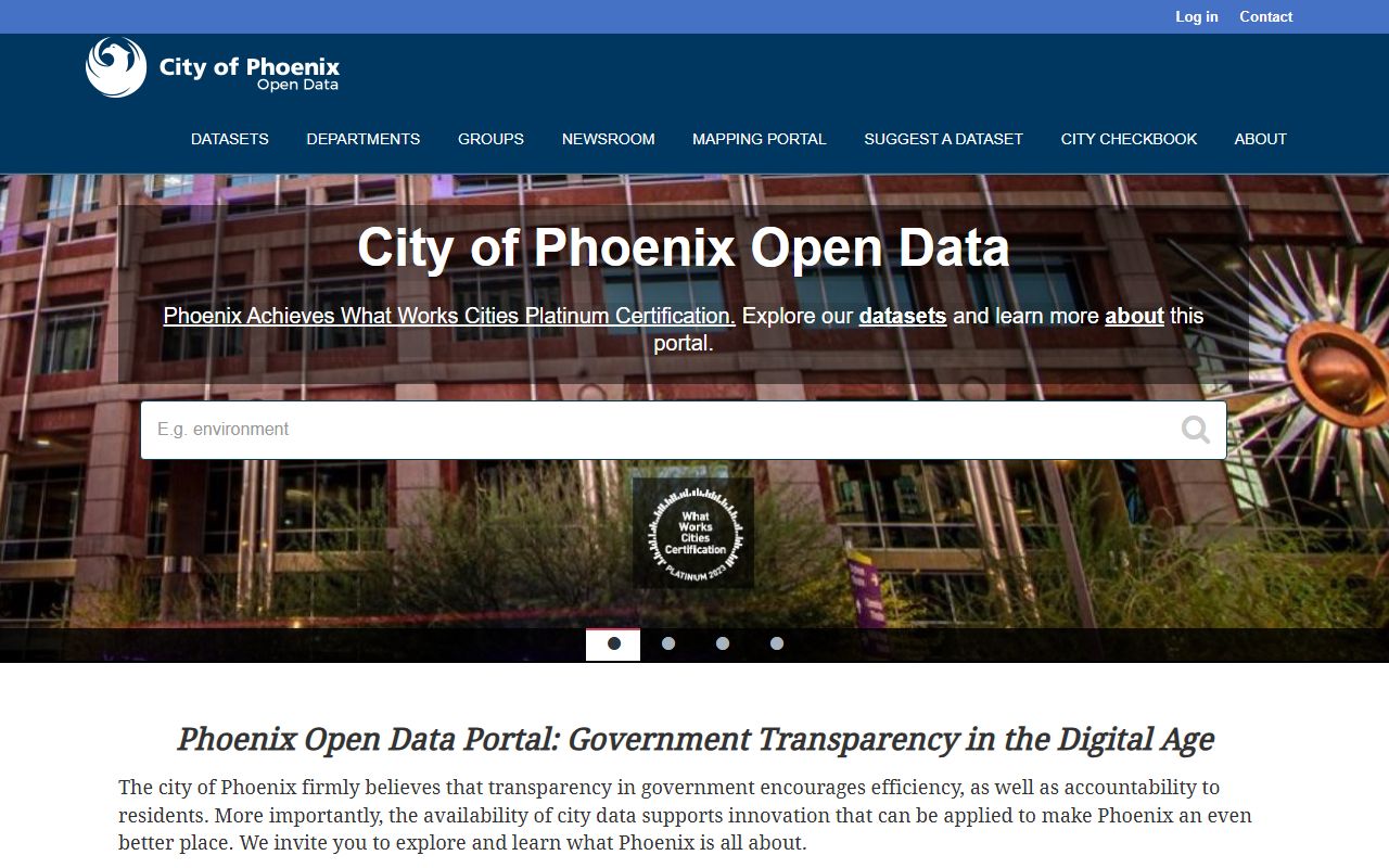 Phoenix open data portal with city datasets