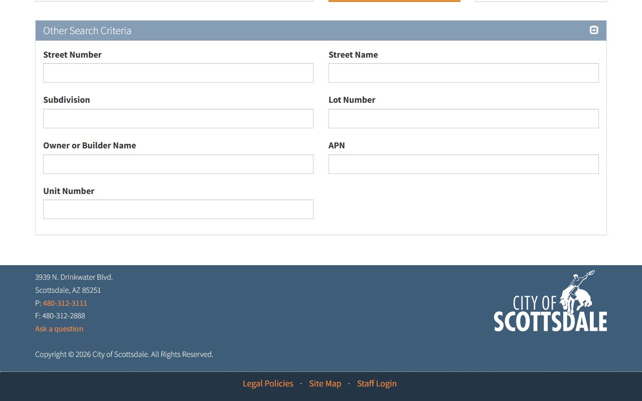 Scottsdale building permit search system