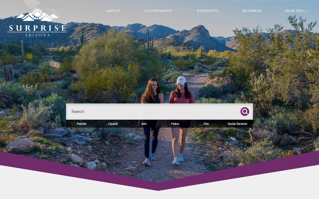 City of Surprise government website homepage