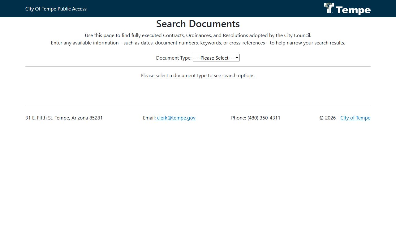 Tempe Council documents search system