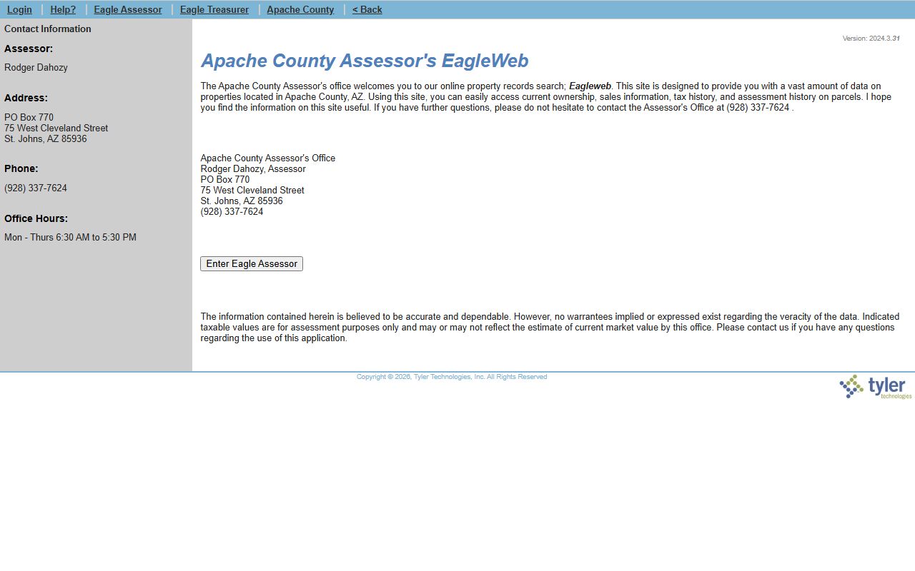 Apache County Assessor EagleWeb property search