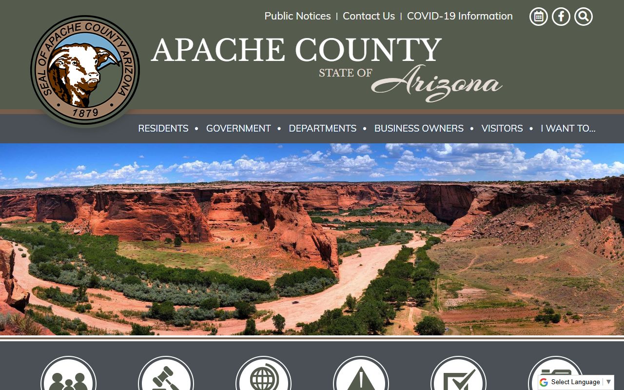 Apache County government website homepage