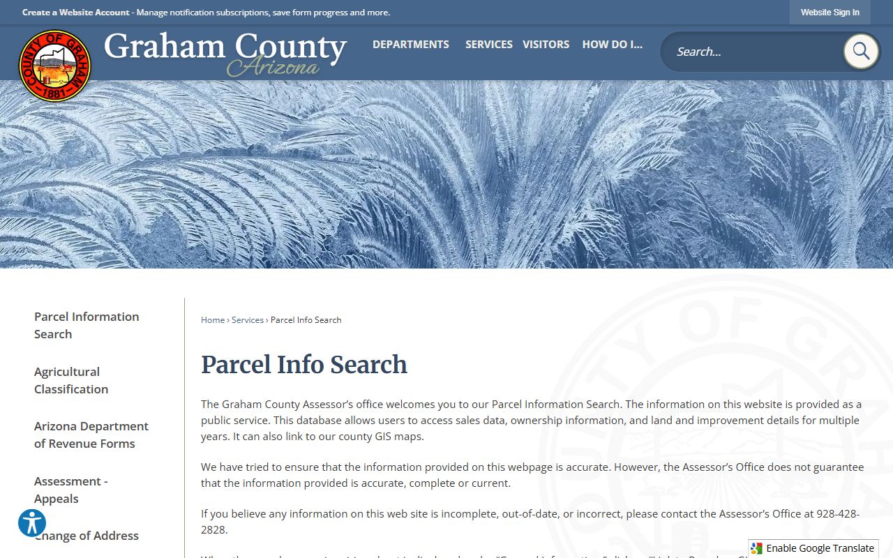 Graham County Assessor parcel information search