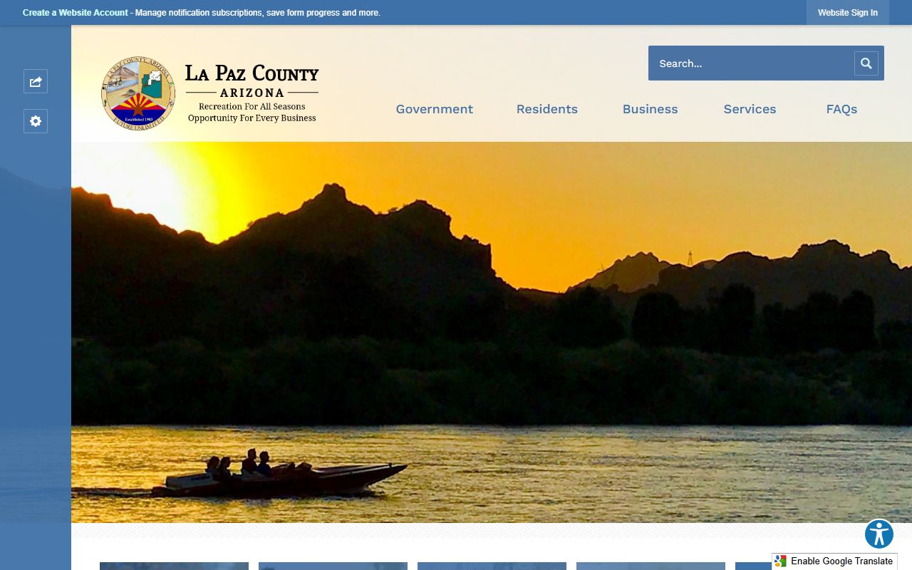 La Paz County government website homepage
