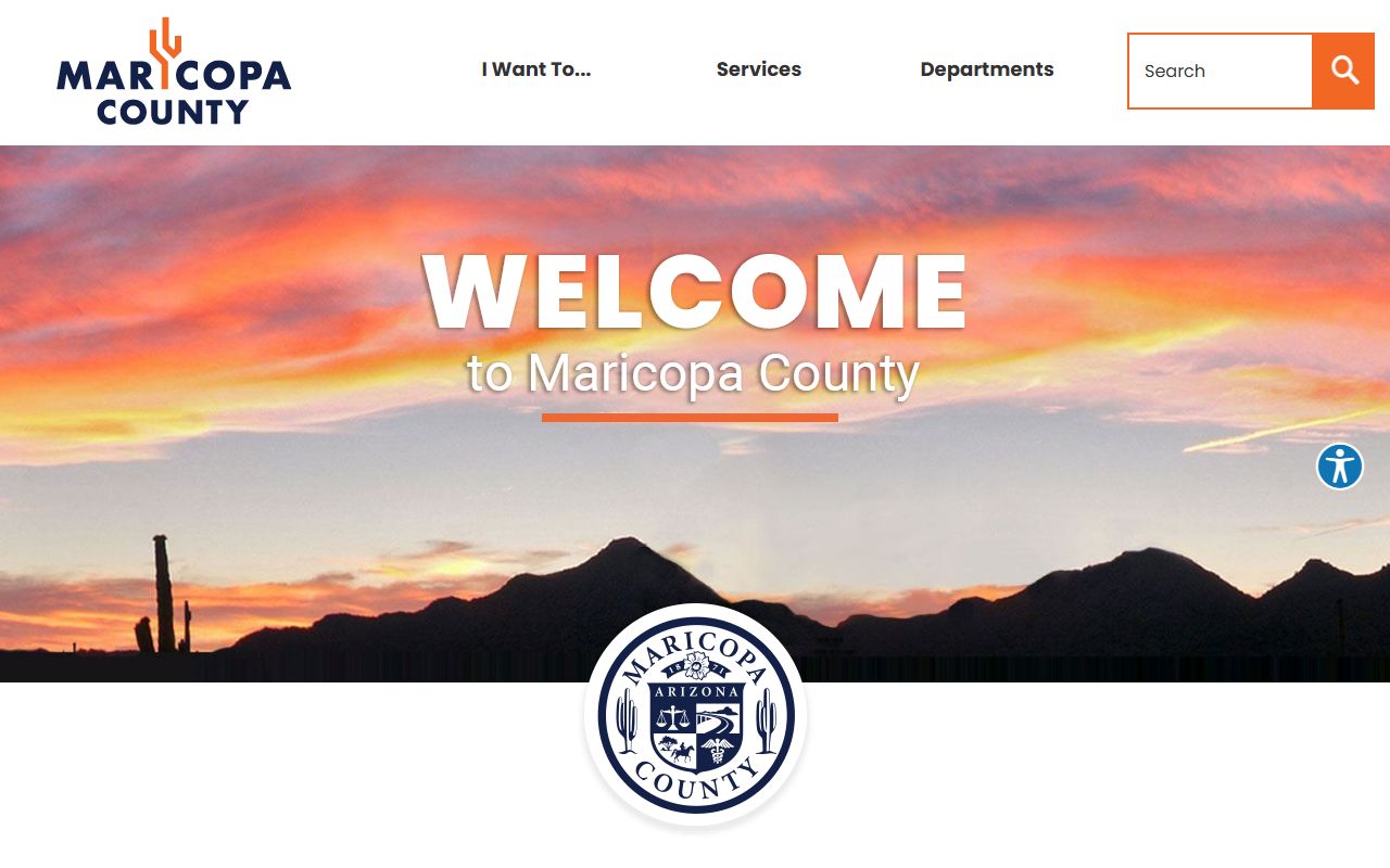 Maricopa County government website homepage