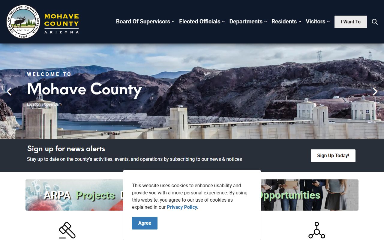 Mohave County government website homepage