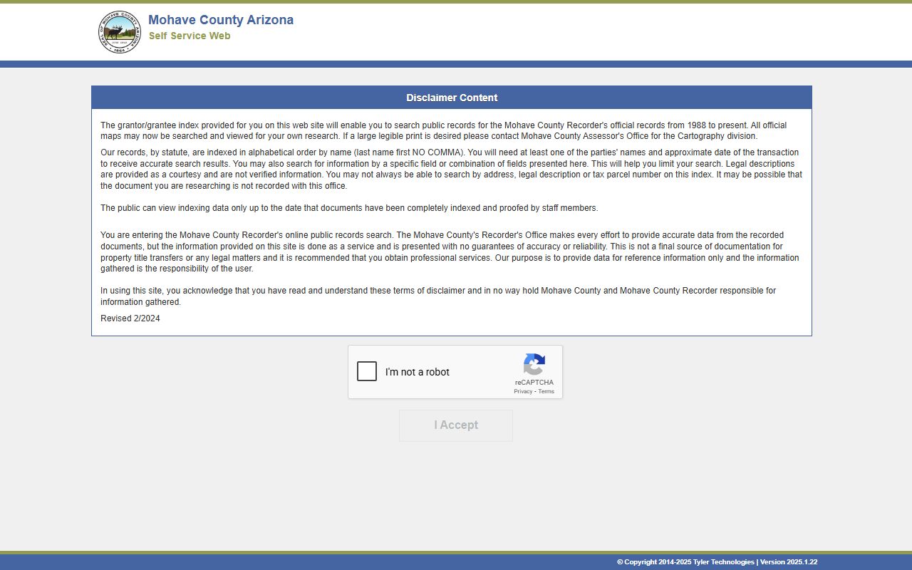 Mohave County Recorder EagleWeb search interface